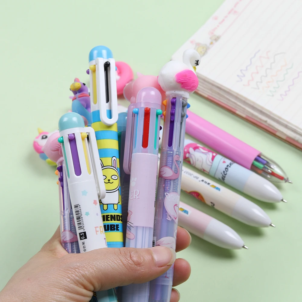 SPECOOL 10Pcs Unicorn Pens with Pencil Case School Gift for Girls Age 6 7 8  9 10 11 12 Years Old, Cute Flamingo Pens Set Ballpoint Writing Smooth Kids