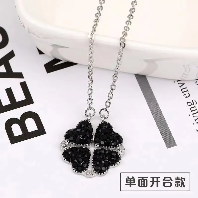 Korean Exaggerated Oil Drop Flower Four-leaf Clover Pendant Necklace