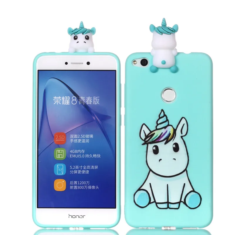 Мягкий Силиконовый ТПУ чехол 3D для Huawei Honor 8 Lite с милой пандой кошкой собакой
