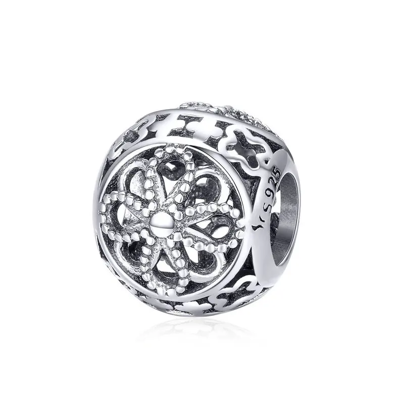 

CodeMonkey Authentic 925 Sterling Silver Flower Language Engrave Charm Beads fit Bracelets Necklaces DIY Jewelry Accessories 899