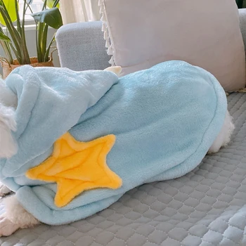 Winter Dog Soft Warm Pet Cat Dog Blanket Yorkshire Night Robe Flannel Thickened Hooded Pet Cloak Dog Pajamas Coat Nightwear 4