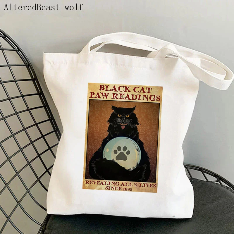 Women Shopper bag Cats Salem Sanctuary Printed Bag Harajuku Shopping Canvas Shopper Bag girl handbag Tote Shoulder Lady Bag