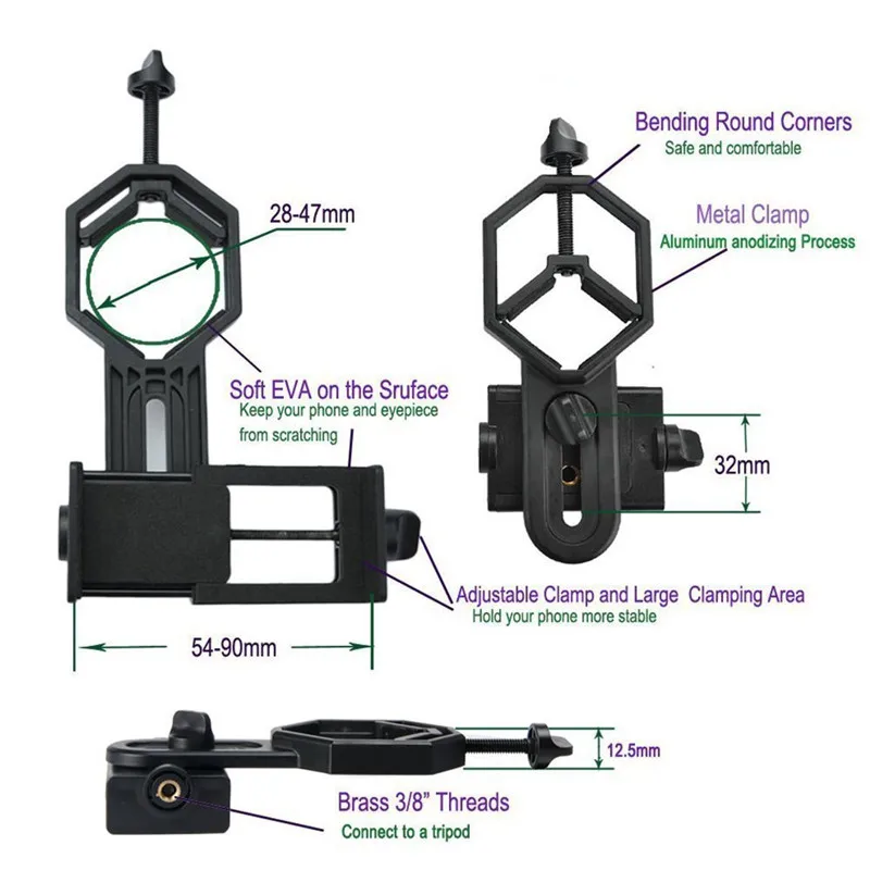  Universal Microscope Telescope Stand Adapter For iPhone 7 6S Alloy Smartphone Phone holder