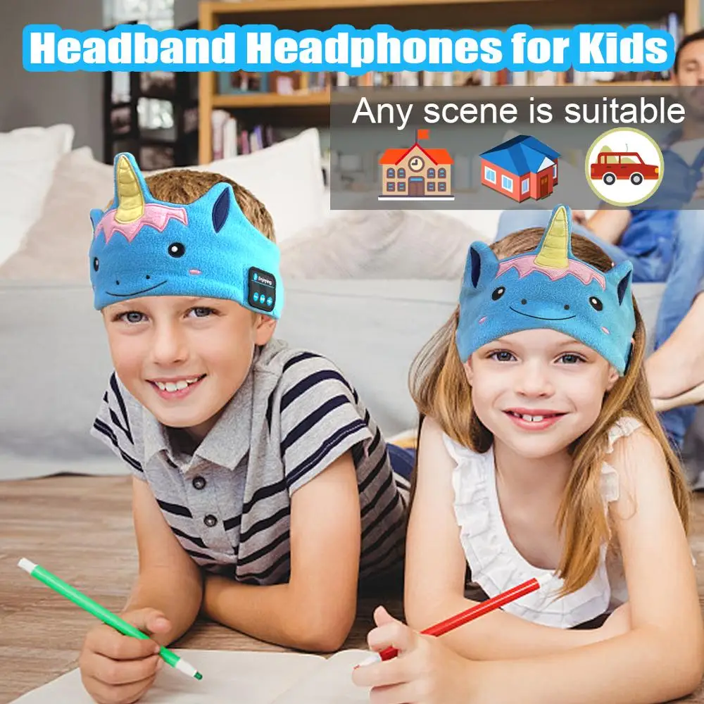 Unicorns Bluetooth 5 0 Earphone Sleep Mask Kids Headphone Soft Headband For Music Answering Phone Headset