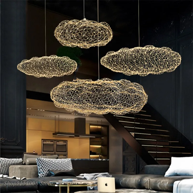 modern Art Hollow Cloud Pendant Lights Nordic Creative starry Cloud pendant lamp Bedroom Dining Room Firefly Led Light Fixtures afbeelding
