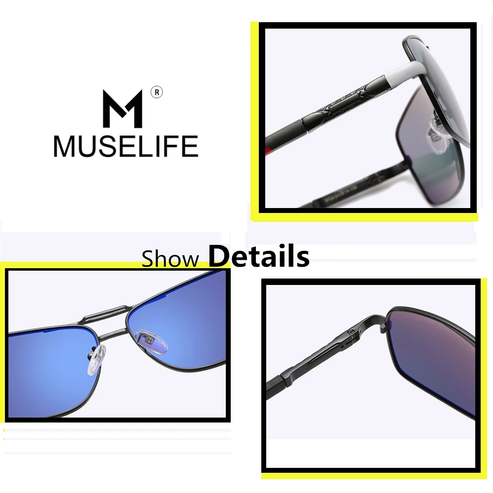 Бренд MUSELIFE, новинка, мужские алюминиевые солнцезащитные очки, поляризационные, для вождения, UV400, зеркальные, мужские солнцезащитные очки, для женщин и мужчин, Oculos de sol