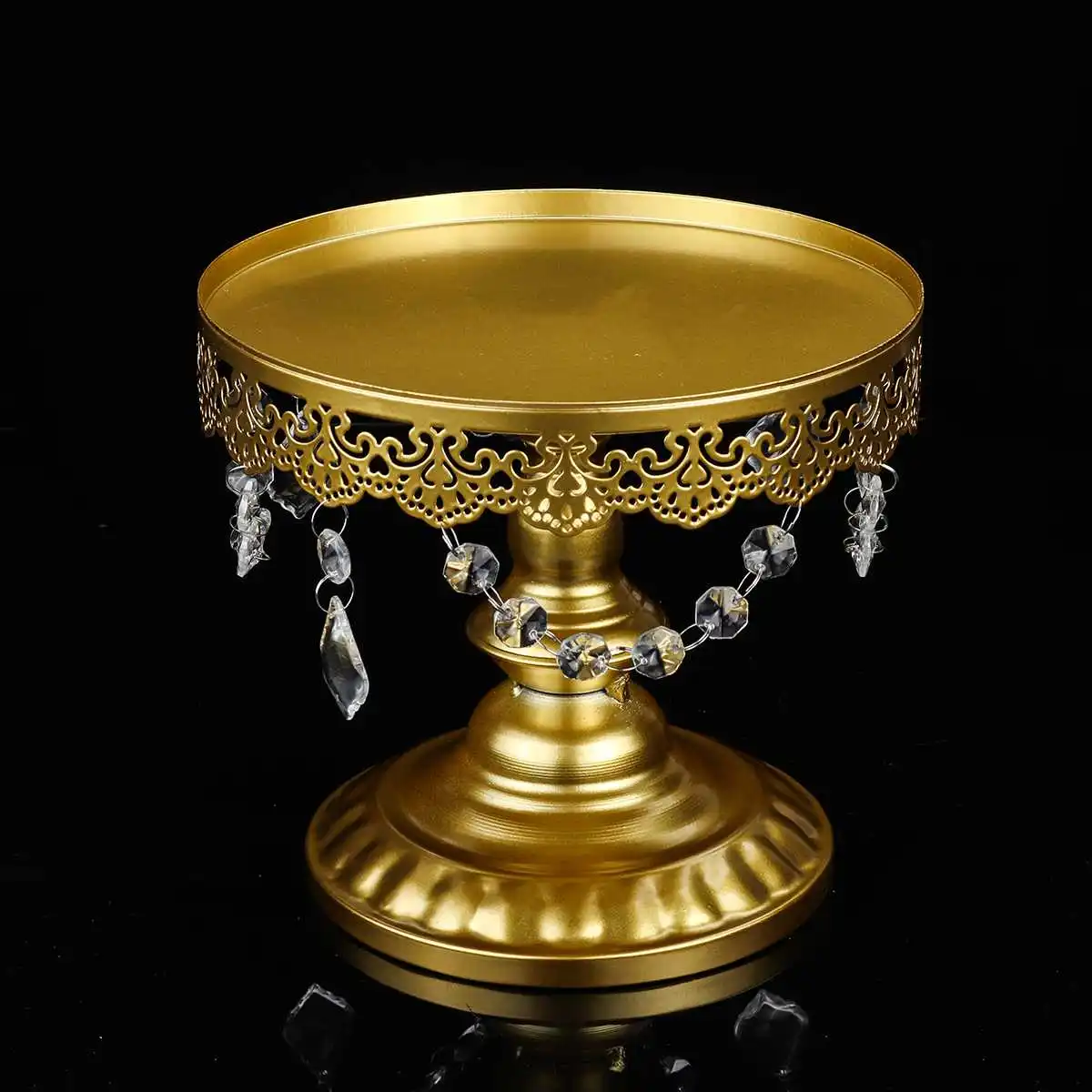 gold 20cm Золотой белый свадебный торт стенд набор кристалл круглое пирожное-Корзиночка подставка для печенья подставка для десерта сковорода вечерние инструменты для украшения торта - Цвет: gold 20cm