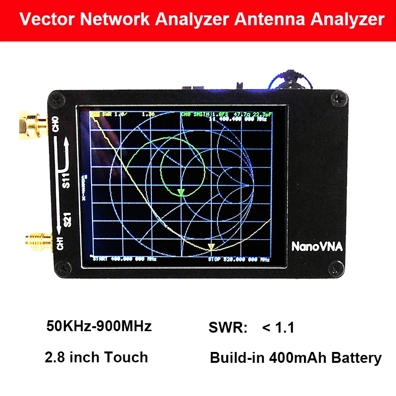 NanoVNA VNA 2 8 дюймов ЖК HF VHF UHF УФ векторный сетевой анализатор 50 кГц 900 МГц антенный
