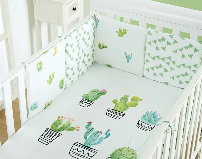 green plants 6 шт./компл. квадратный Форма Детский Комплект постельного белья защита для кроватки Подушка DIY новорожденных номер Декор бамперы хлопок детская кроватка бамперы подушечка 30*30 см - Цвет: green plants