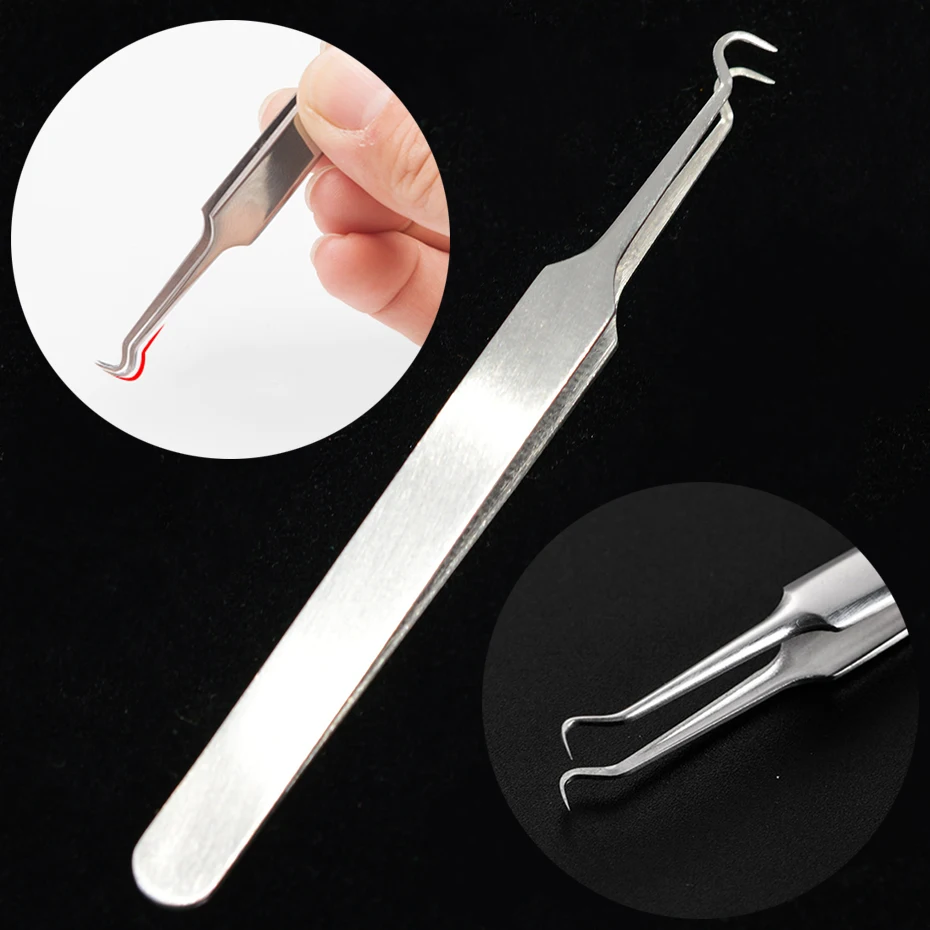 1pcs Stainless Steel Tweezers Blackhead Acne Remover Needle Eyelash Extension Eyebrow Clip Nipper Face Pore Cleaning Tools TR213 4