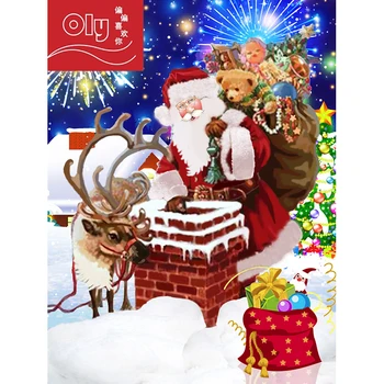 

5D Daimond painting santa claus&reindeer 3D Full Round Rhinestones picture Embroidery diamind painting Christmas home decor