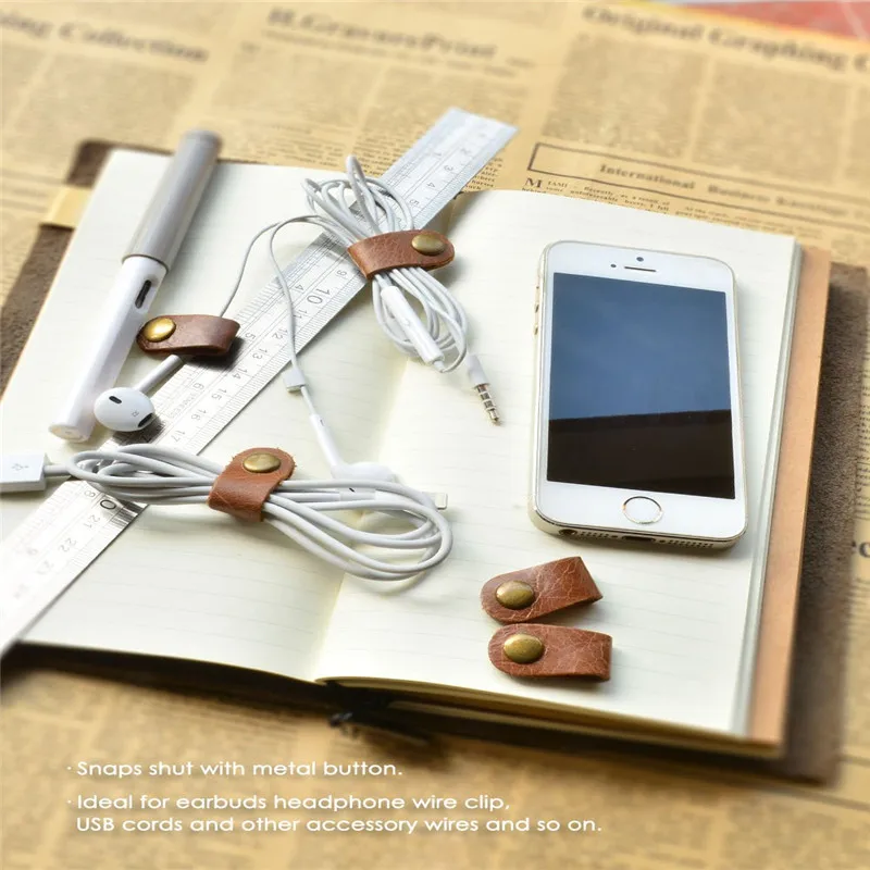 Шнур Организатор для наушников обёрточная бумага намотки ручной работы кожа наушники гарнитура телефон кабель намотки ремень USB зарядное устройство держатель