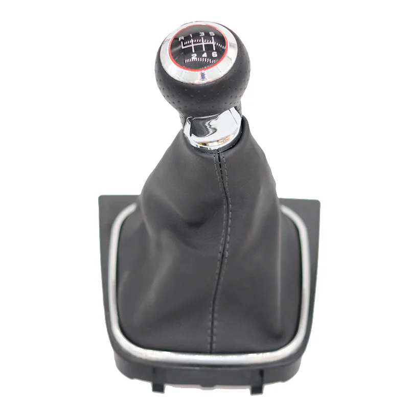 5/6 скорость автомобильная ручка переключения передач рычаг Gaitor Boot Cover для VW Golf 5 MK5 R32 GTD GTI 2004 2005 2006 2007 2008 2009 черная линия - Название цвета: 6 speed chrome red