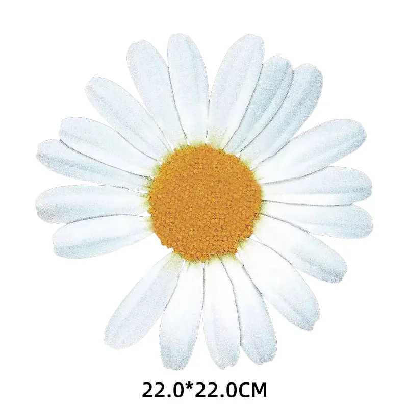Flower Patch Iron-on Transfers for Clothing Thermoadhesive Patches Daisy Stickers Diy Flex Fusible Transfer Appliques Stripes