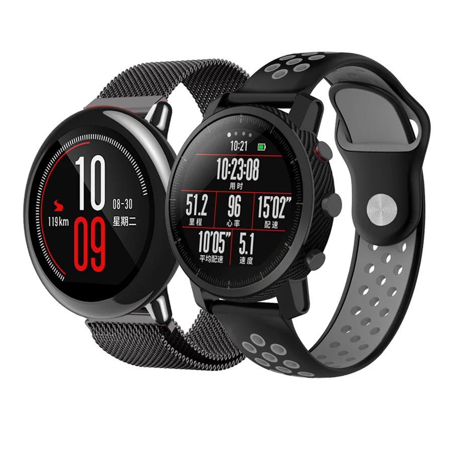 2 шт./упак. браслет для Huami Amazfit Bip ремешок Металлический Стальной ремешок для Huami Amazfit Stratos Pace GTR 47 мм 42 мм Смарт-часы