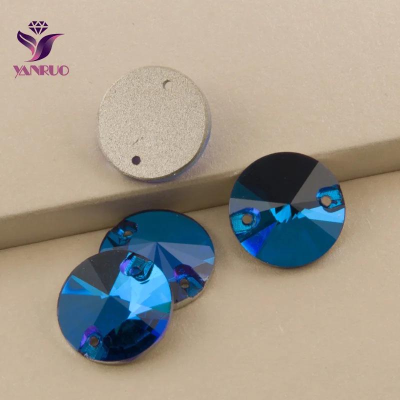 YANRUO 3200 Rivoli Синий Циркон пришивные стразы s кристаллы Камни шитье плоские