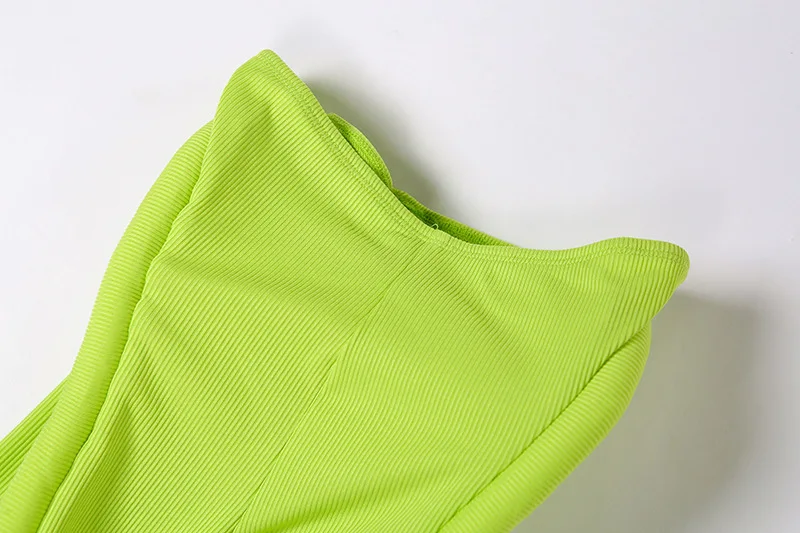 WJFZQM Neon Green Ribbed Fitness Women Fashion Streetwear Mid Waist 2021 Y2K Fall Pants Casual Solid 3D Hose Decoration leggings