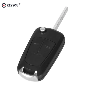 

KEYYOU 10x Flip Car Key Shell For Vauxhall OPEL Astra H Corsa D Vectra C Zafira 2 Buttons Remote Key Case Blank Fob Replacement