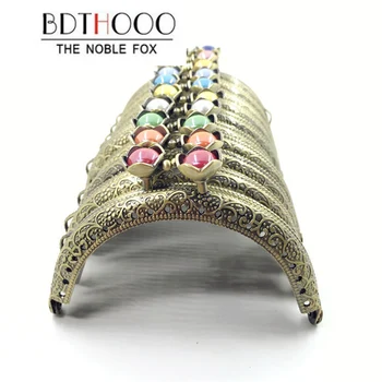 

10pcs 8.5cm DIY Metal Frames Purse Copper Gourd Head Semicircle Coin Purse Frames Metal Kiss Clasp Clutch Bags Part Accessories