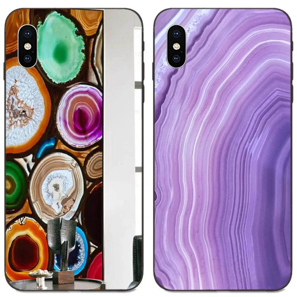 Коллаж агат минеральный камень принт мягкий милый кожа для Apple iPhone 11 X XS Max XR Pro 4 4S 5