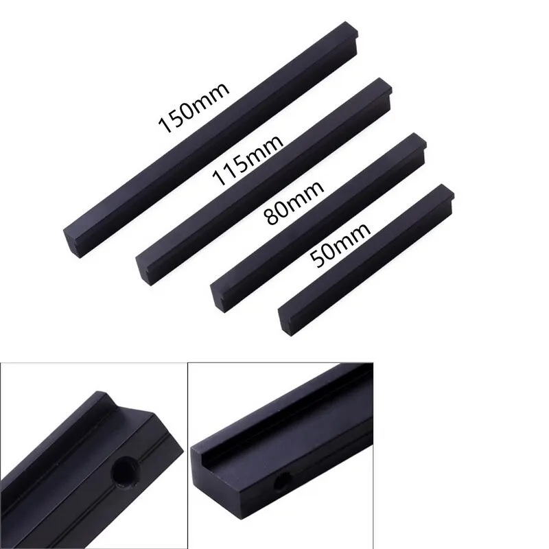 

1PC Cabinet Handle Door Pull Knob Black Drawer Pulls For Kitchen Cabinet Wardrobe Drawer Knob Furniture Hardware Multi-size