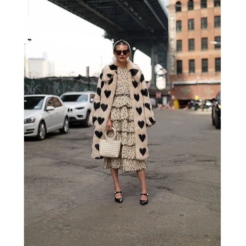TOPFUR New Fashion Mink Peach Heart Pattern Long