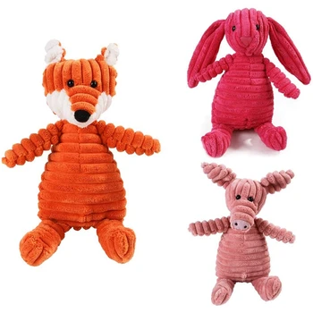 

Dog Squeaky Toys, Cute Fox Pig Rabbit Squeak Toys, Durable Bite Resistant Interactive Toy,Stuffless Puppy Toys