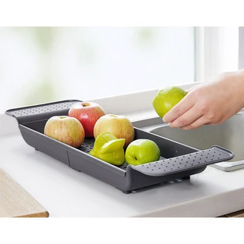 

Expandable Bathtub Drain Rack Adjustable Bathtub Caddy Tray Book Wine Phone Washing Colander for Vegetable Fruit Tea Set