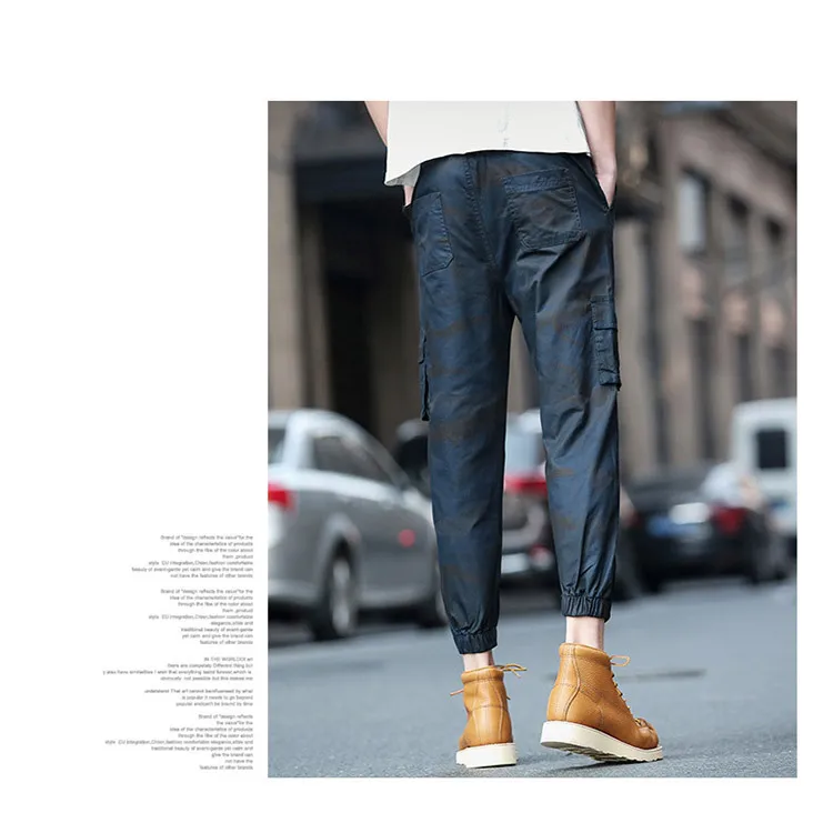 Летние новые продукты мужские повседневные камуфляжные капри брюки Slim Fit Брюки корейский стиль студентов луч ноги Спецодежда Брюки Мода