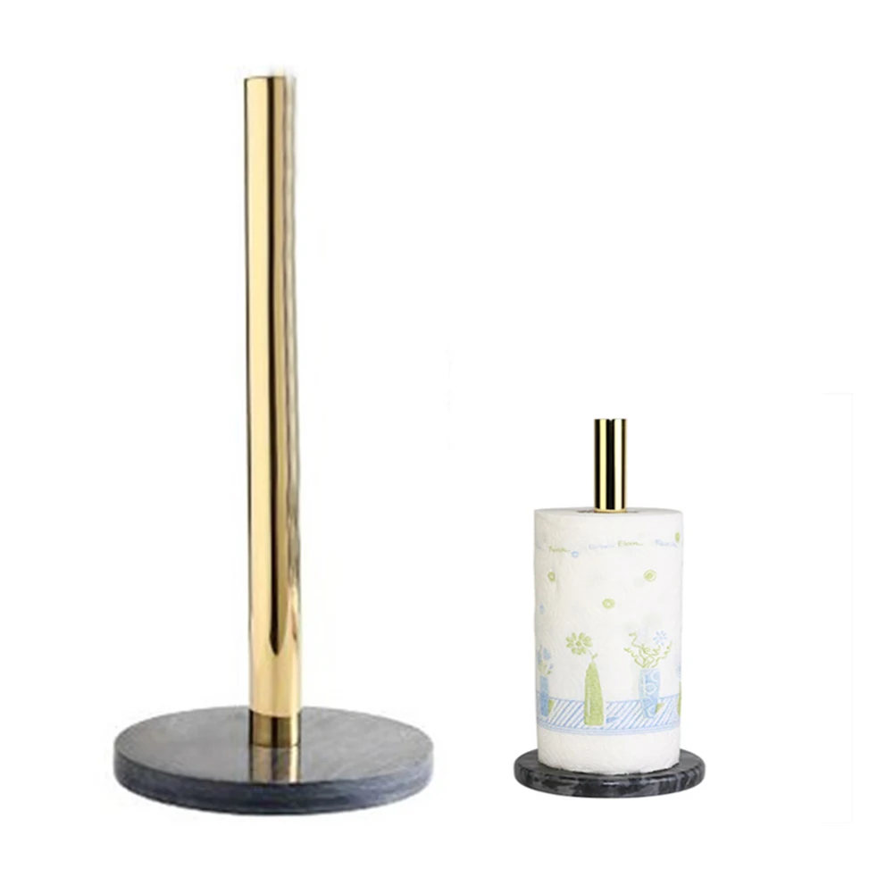 

Luxury Paper Towel Holder Natural Marble Gold-Plated Desktop Roll Holder Organizer Toilet Paper Stand Rack For Kitchen Bathroom