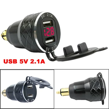 

Digital Display 4.2A Dual USB Charger Fit for BMW Hella/DIN Powerlet Plug Motorcycle CNC Cars Charging Cnvertor Power Adapter
