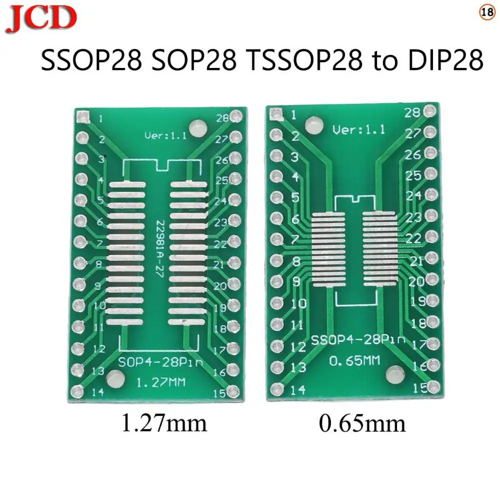 JCD печатная плата комплект SMD поворот в DIP адаптер конвертер пластина FQFP 32 44 64 80 100 HTQFP QFN48 SOP SSOP TSSOP 8 16 24 28 TSSOP56 - Color: No18 SSOP28 SOP28