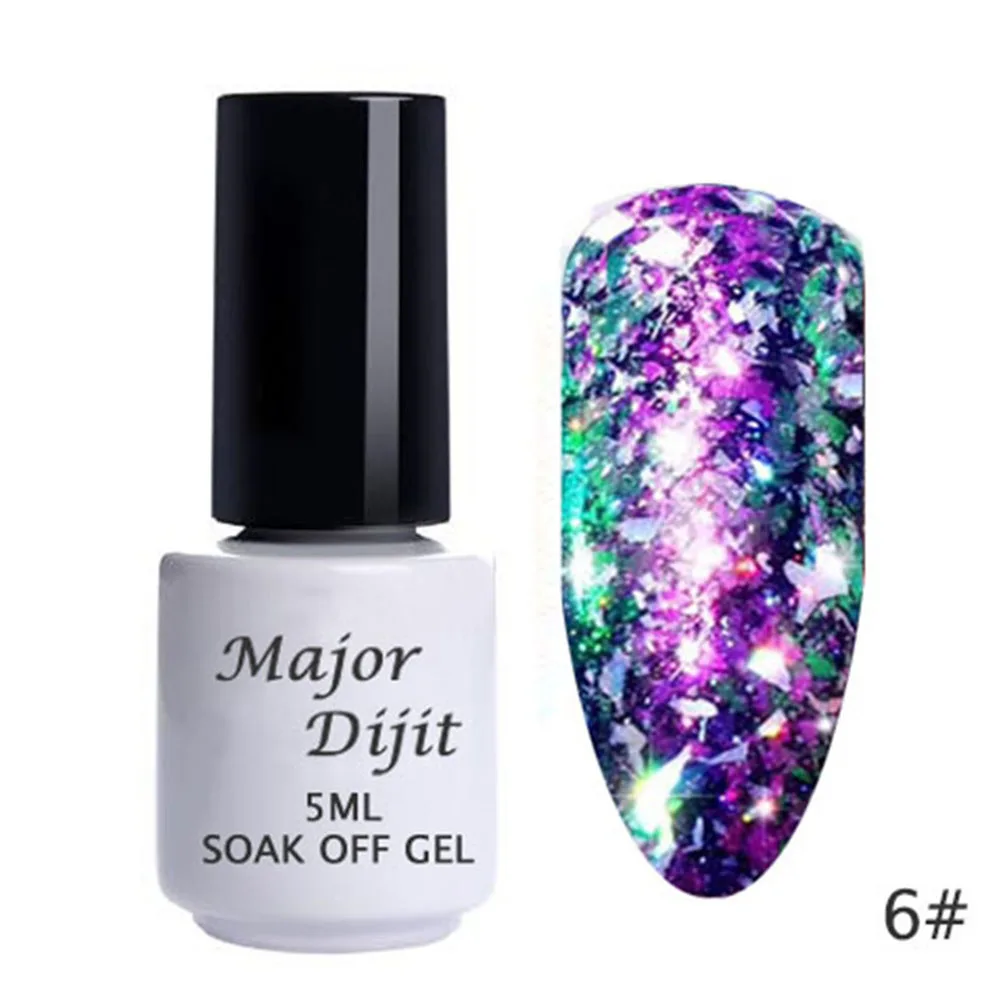 6 Galary Flake гель лак с блеском для ногтей алюминиевый хлопья гвоздь лак Galary Holo порошки лак для ногтей с блестками DIY маникюрная основа масло - Цвет: 6