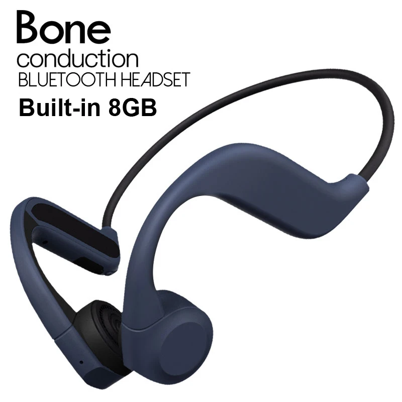 

Bluetooth IPX5 Waterproof Headset Bone Conduction Headphones with Built-in 8GB Memory Dual Mic Noise Reduction for Sports Riding