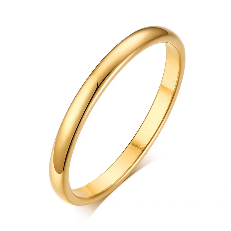 Letdiffery Elegant Golden Stainless Steel Wedding Bands - Smooth Fashion Jewelry