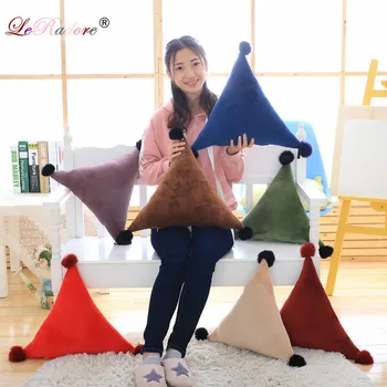 

LeRadore Cushion Cover Pillow Manual Wool Ball Solid Color Velvet Cushion with Filling 50*50cm