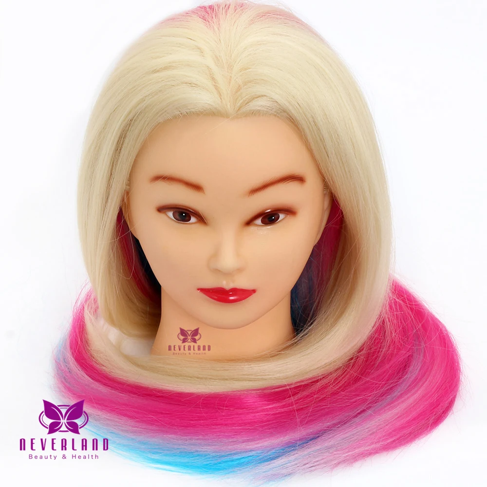 Mannequin 24" Long hairs Hairdressing Hair Practice Training Head High Temperature Fiber Cutting Model+ Clamp Stand