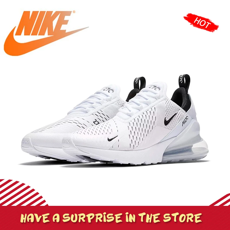 Оригинальный Nike Оригинальные кроссовки Air Max 270 Для мужчин без носка, беспатная классический открытый белые парусиновые туфли Удобная