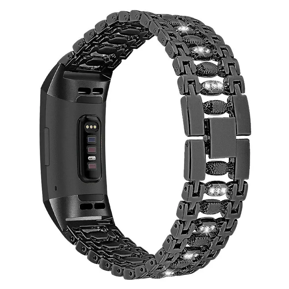 Ремешок для часов из нержавеющей стали, ремешок для Fitbit Charge 3, ремешок для часов с бриллиантами, браслет для Fitbit Charge 3