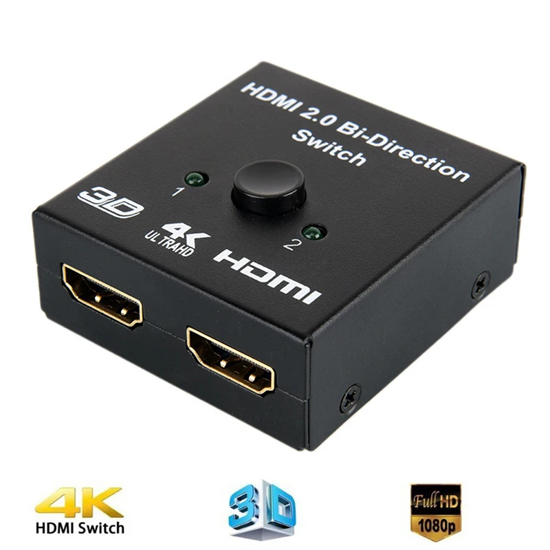 4K HDMI-совместимый переключатель с 2 портами двунаправленный 1x2 / 2x1 HD сплиттер 1080P 3D