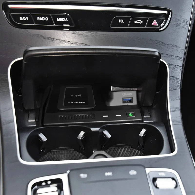 Per Mercedes Benz W205 Amg C43 C63 Amg Glc 43 Glc 63 X253 Classe C Glc 15W Caricabatterie Wireless Per Auto Caricabatterie Per Telefono Qi Custodia Di