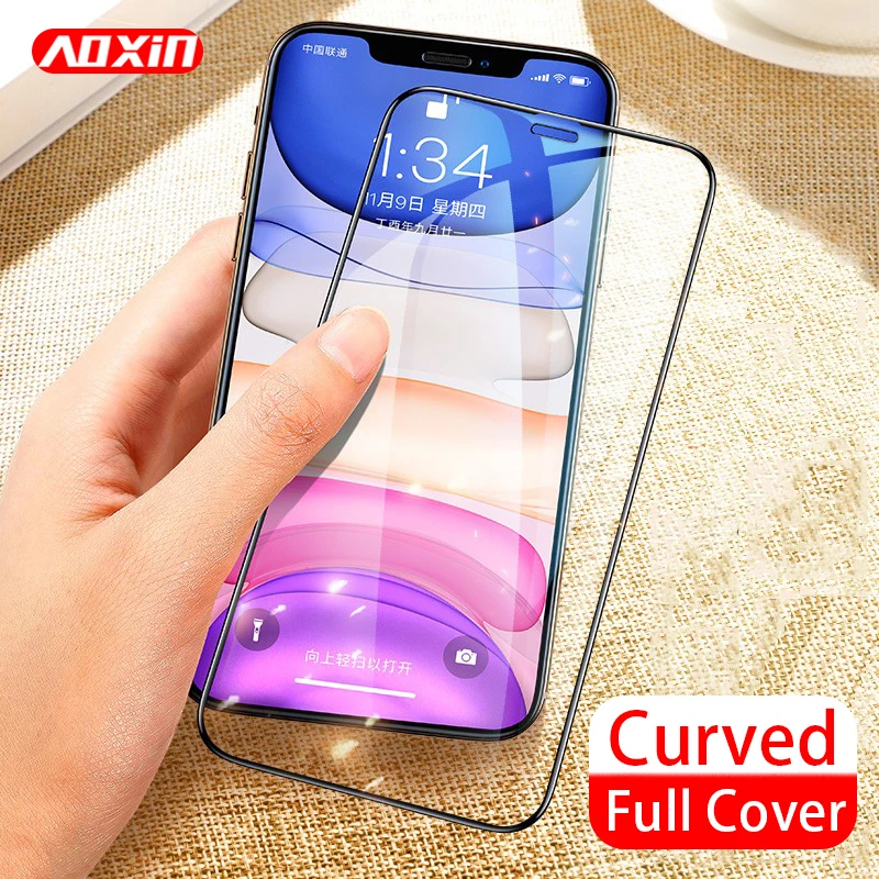 AOXIN полное покрытие из закаленного стекла для iPhone Xs 11 Pro Max 6 7 8 Plus протектор экрана на iPhone 6 X s 5S SE металлическая пленка 3D