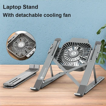 

Adjustable Laptop Stand With Cooling Fan Folding Portable Notebook Support Holder For Macbook Pro Air Computer Riser Cooler