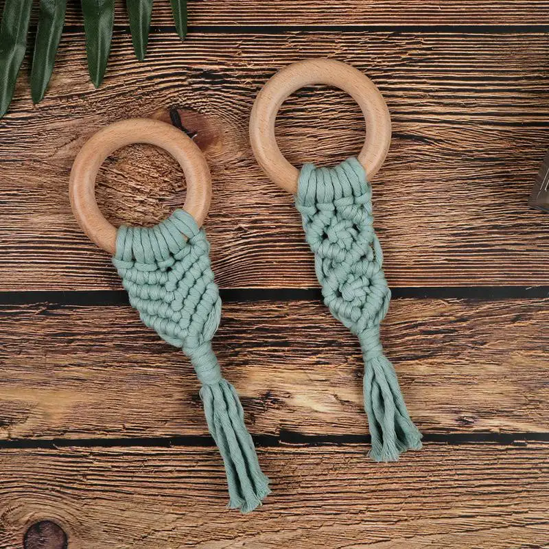 Многоцветная Органическая макраме Прорезыватель для зубов Boho зубное кольцо детская сенсорная игрушка натуральный хлопок детская игрушка для прорезывания зубов детская игрушка для новорожденных