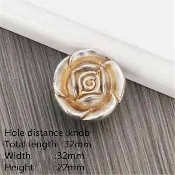 European Lvory White Rose Flower Kitchen Cabinet Handles Wardrobe Cupboard Door Pulls Drawer Knobs Furniture Hardware