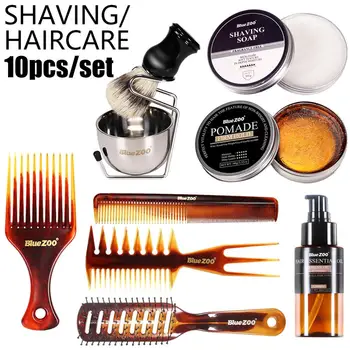

12Pcs/set Men Beard Kit Styling Tool Beard Hair Care Beard Oil Comb Moisturizing Wax Styling Scissors Beard Care Set