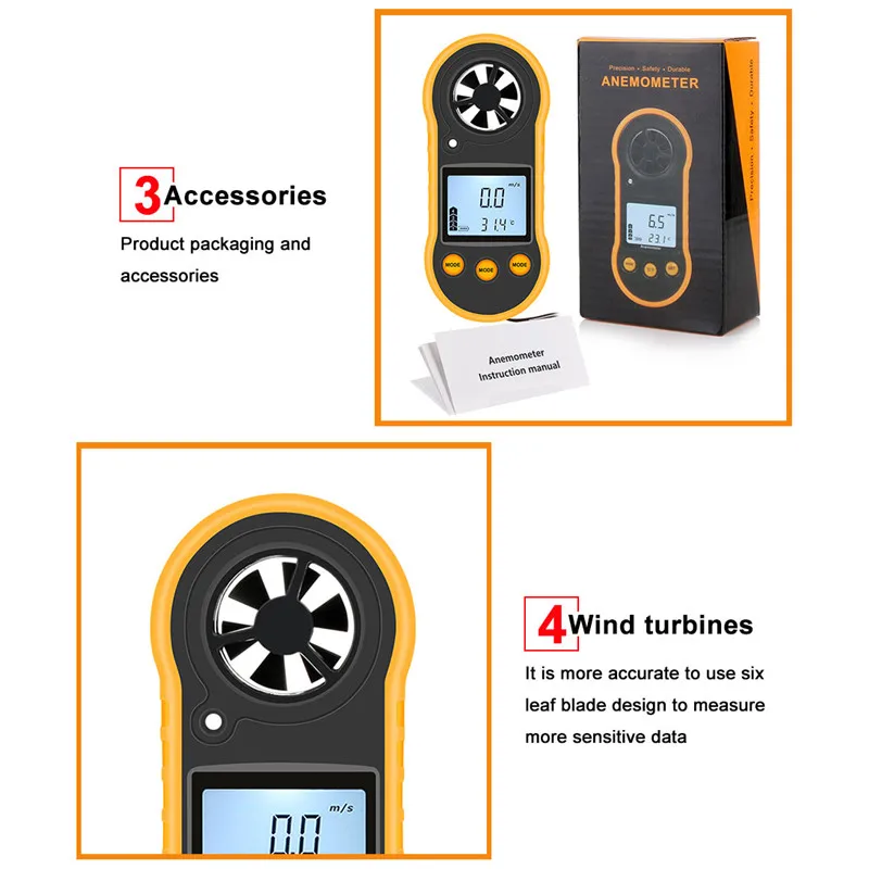 Переносной Анемометр Anemometro Термометр GM816 измеритель скорости ветра Измеритель ветра 30 м/с ЖК-цифровой Ручной измерительный инструмент