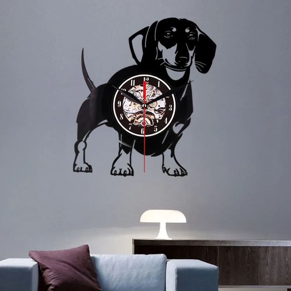 Vinyl Wall Clock Vinyl Record Creative Wall Clock- A Puppy Without Light