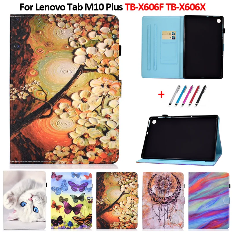 Чехол для планшета Lenovo Tab M10 FHD Plus TB X606X X606F кожаный чехол с цветком бабочки Funda |