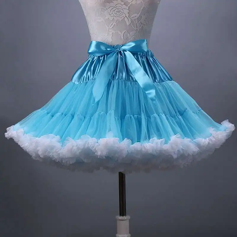 Blue Короткая Свадебная Нижняя юбка, аксессуары для невесты, кринолин,, органза, винтажная Свадебная Нижняя юбка, рокабилли, пачка - Цвет: Blue
